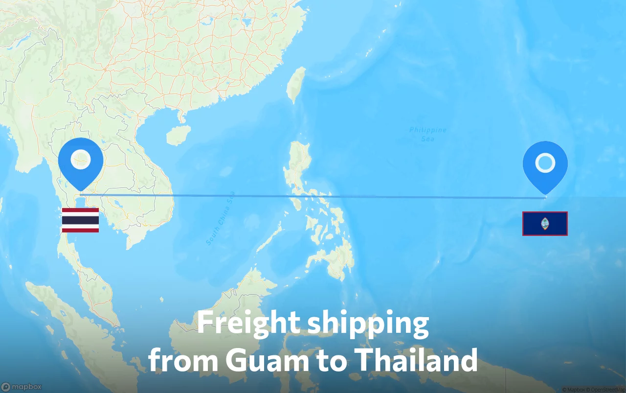 Shipping route from Guam to Thailand