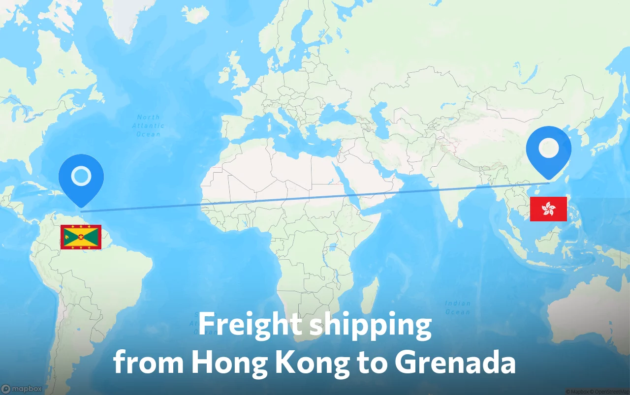 Shipping route from Hong Kong to Grenada