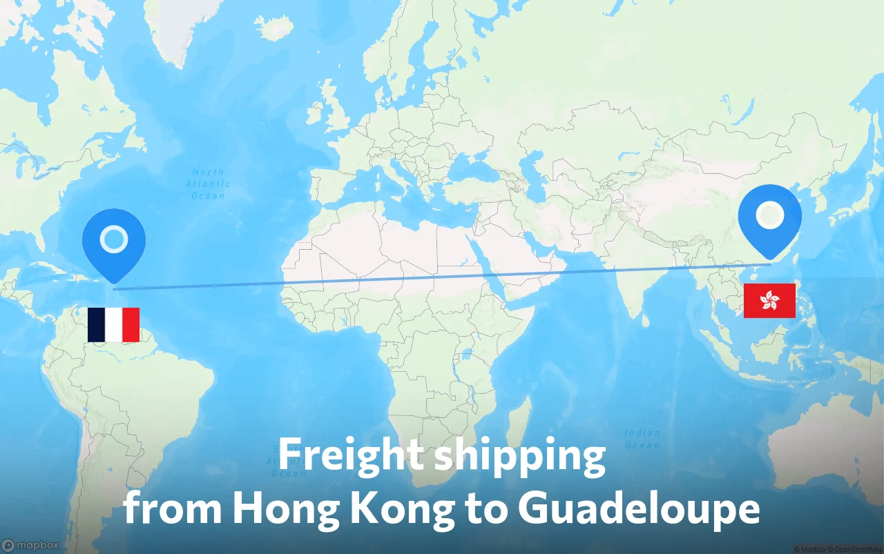 Shipping route from Hong Kong to Guadeloupe