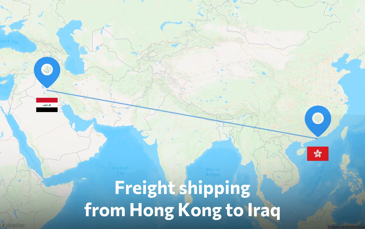 Shipping route from Hong Kong to Iraq