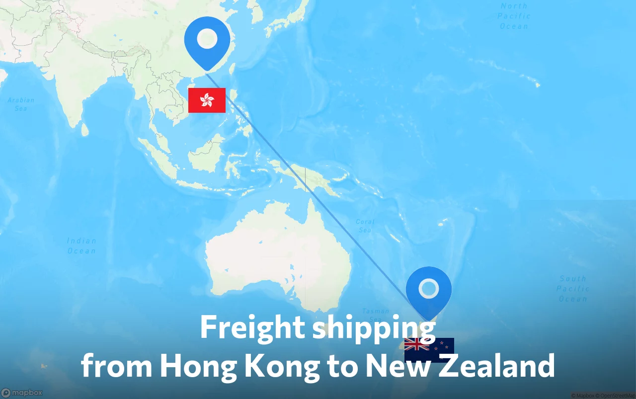 Shipping route from Hong Kong to New Zealand