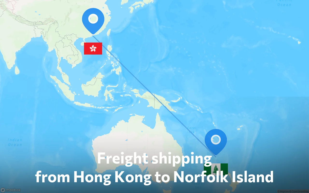 Shipping route from Hong Kong to Norfolk Island