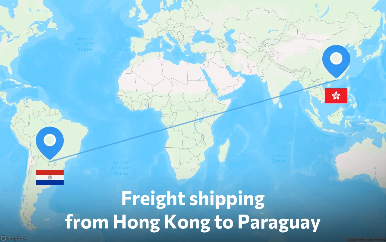Shipping route from Hong Kong to Paraguay