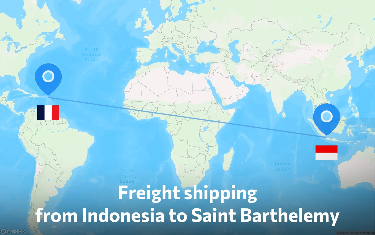 Shipping route from Indonesia to Saint Barthelemy