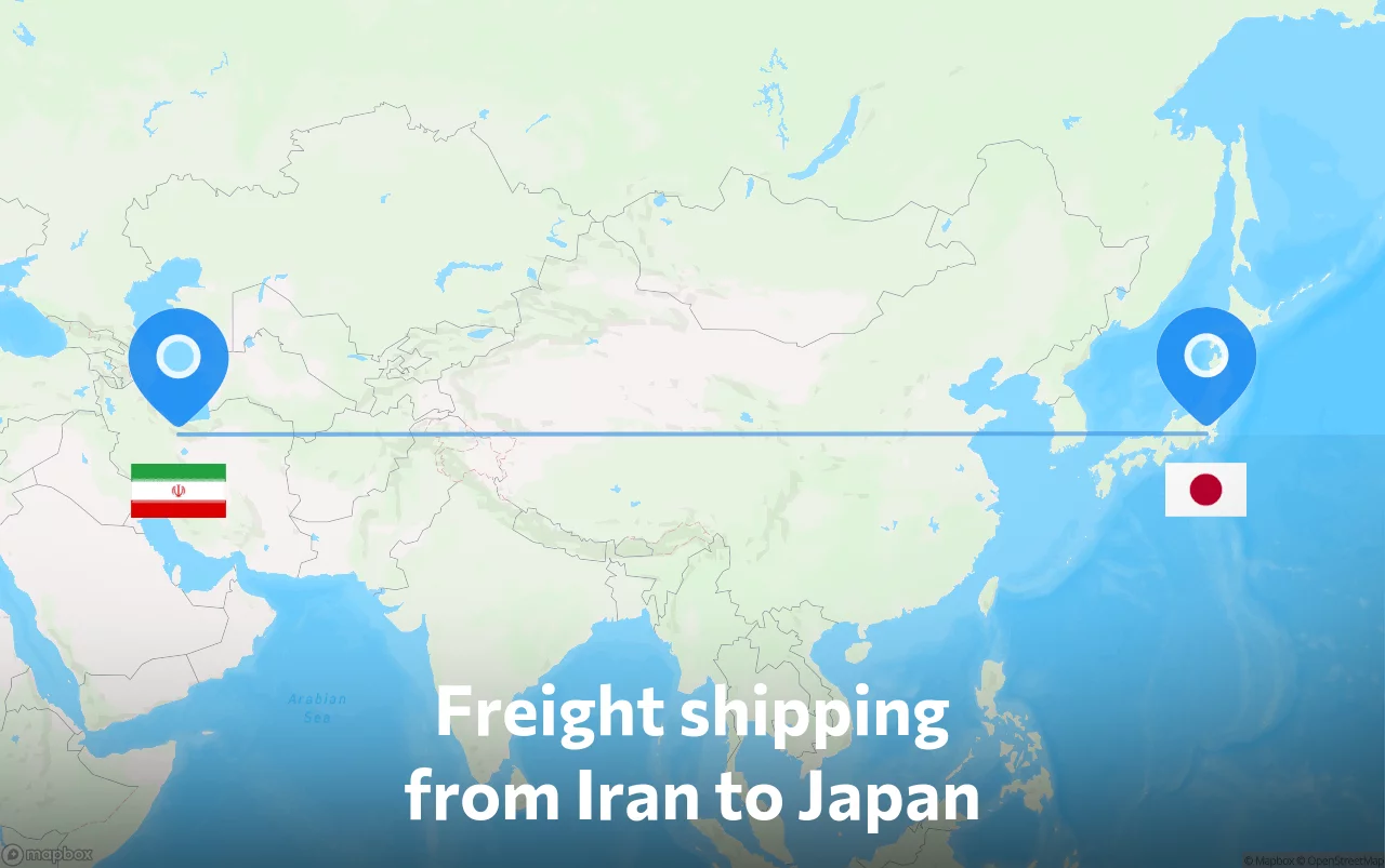 Shipping route from Iran to Japan