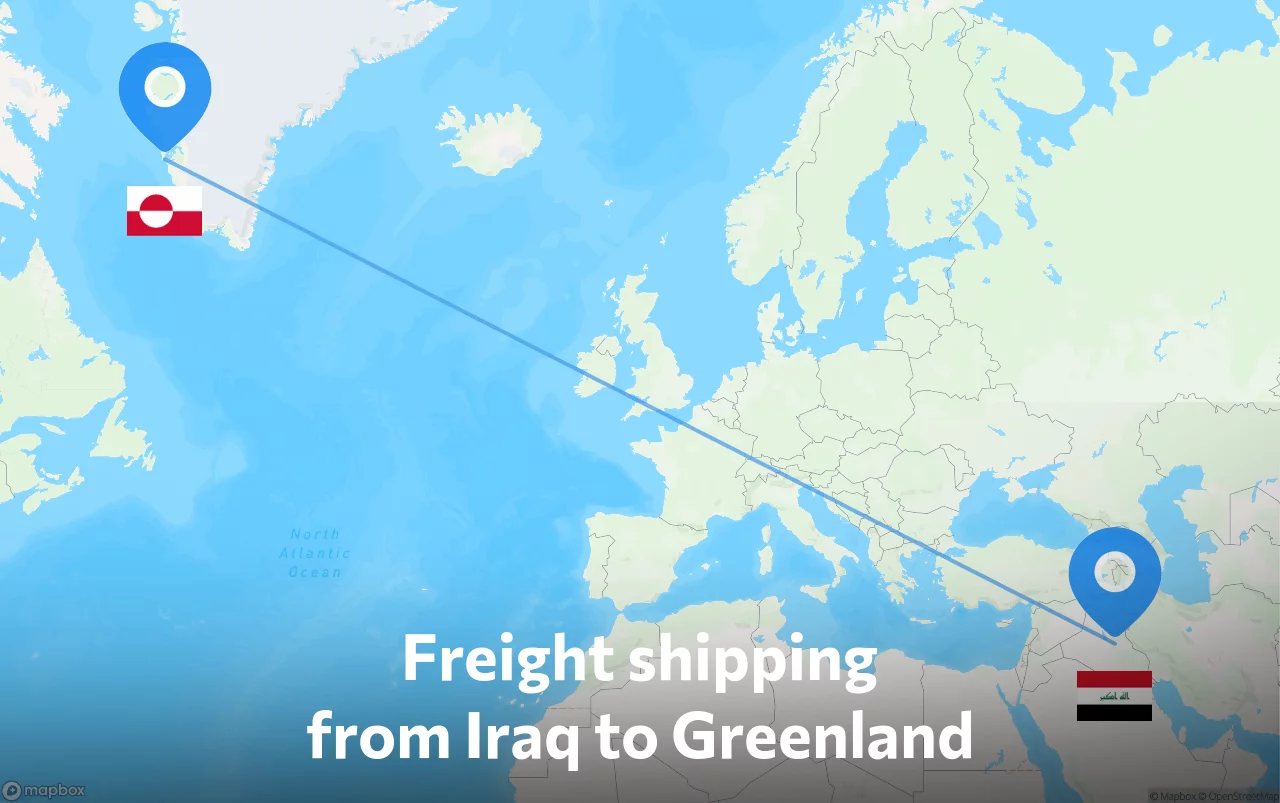 Shipping route from Iraq to Greenland