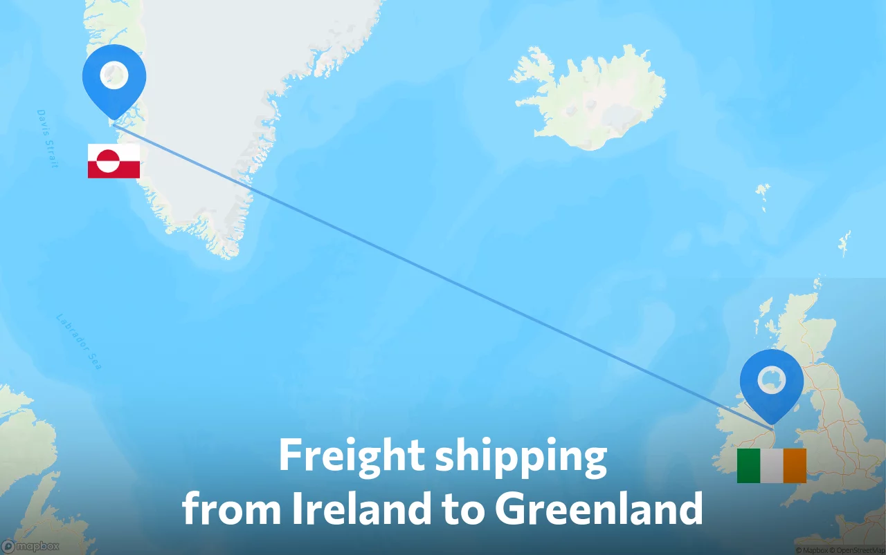Shipping route from Ireland to Greenland