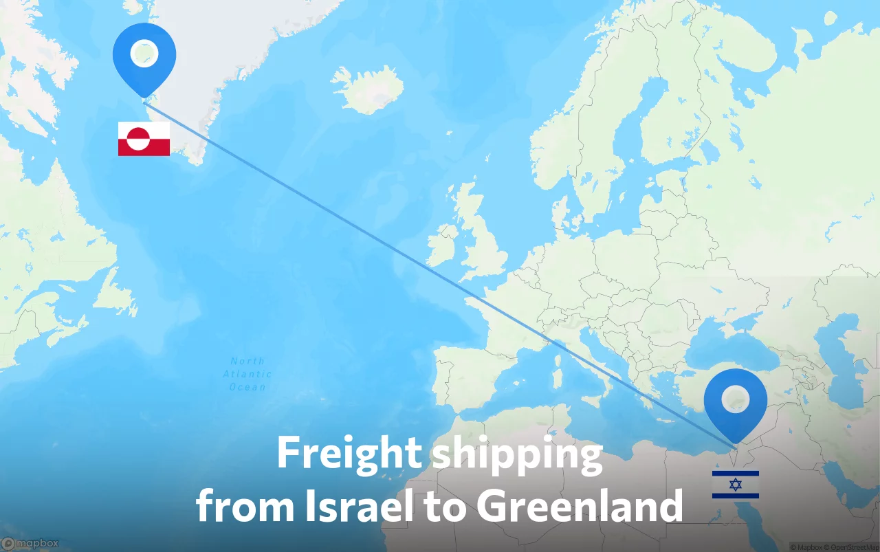 Shipping route from Israel to Greenland
