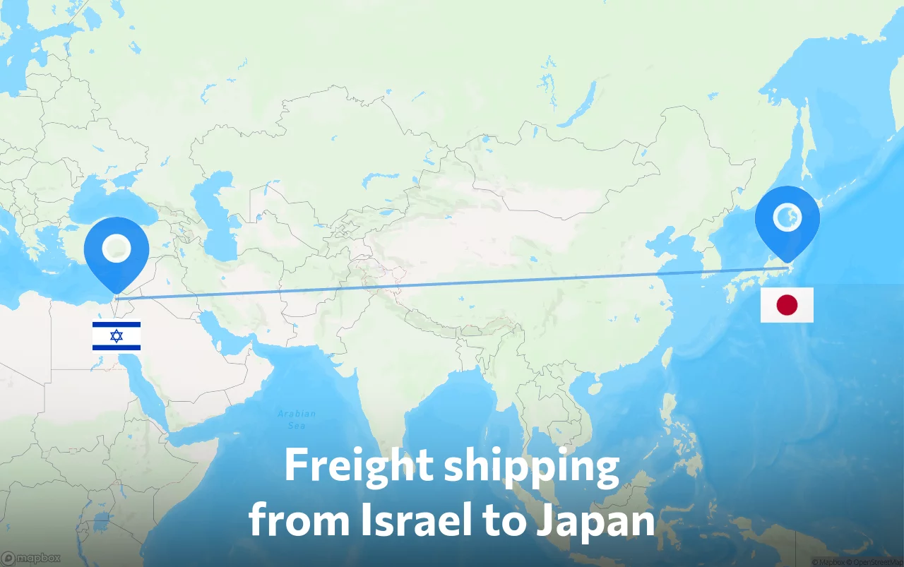 Shipping route from Israel to Japan