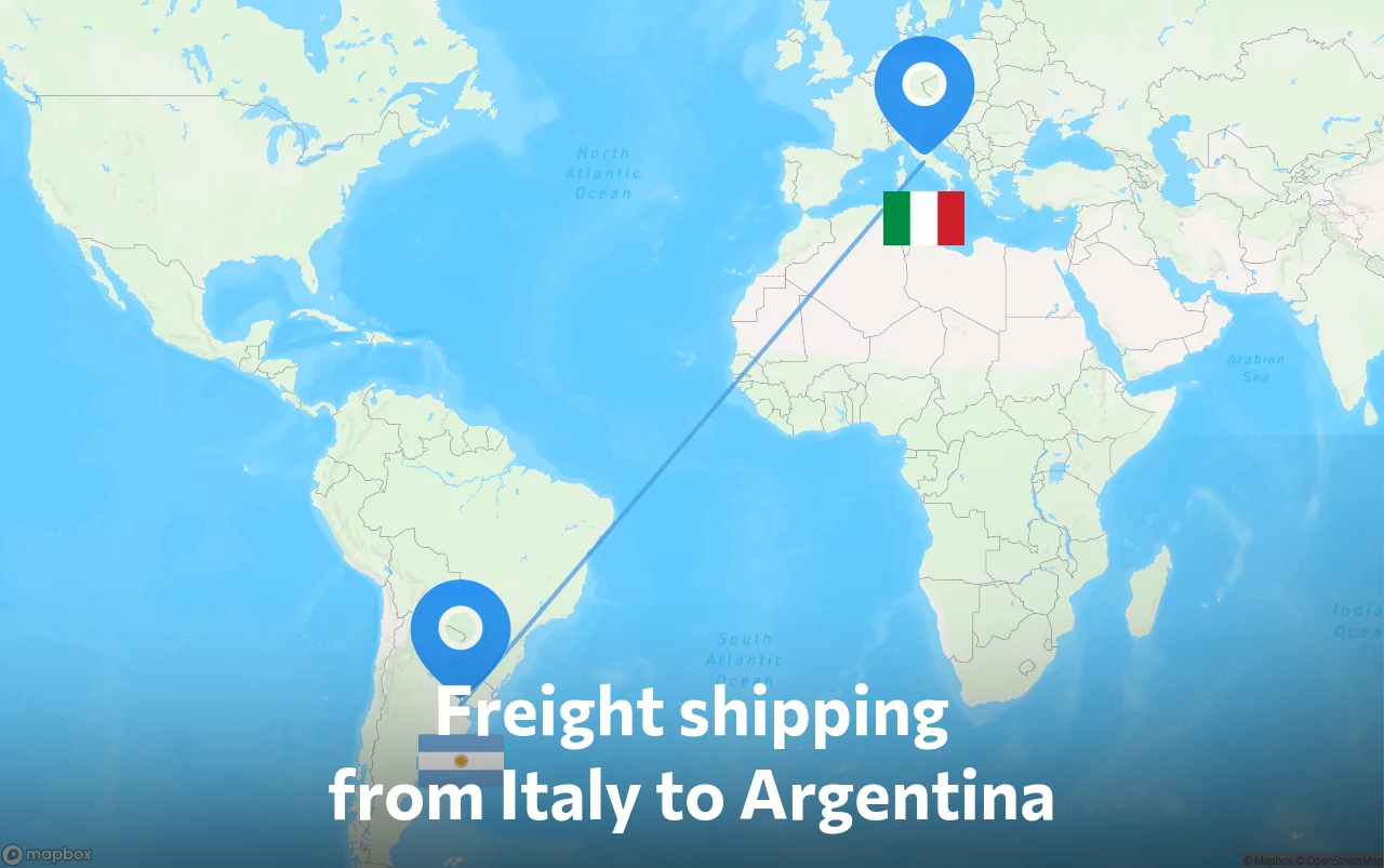 Shipping route from Italy to Argentina