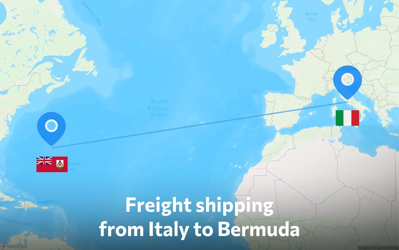 Shipping route from Italy to Bermuda