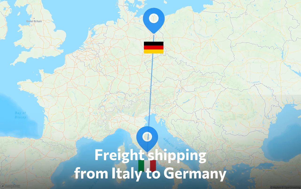 Shipping route from Italy to Germany