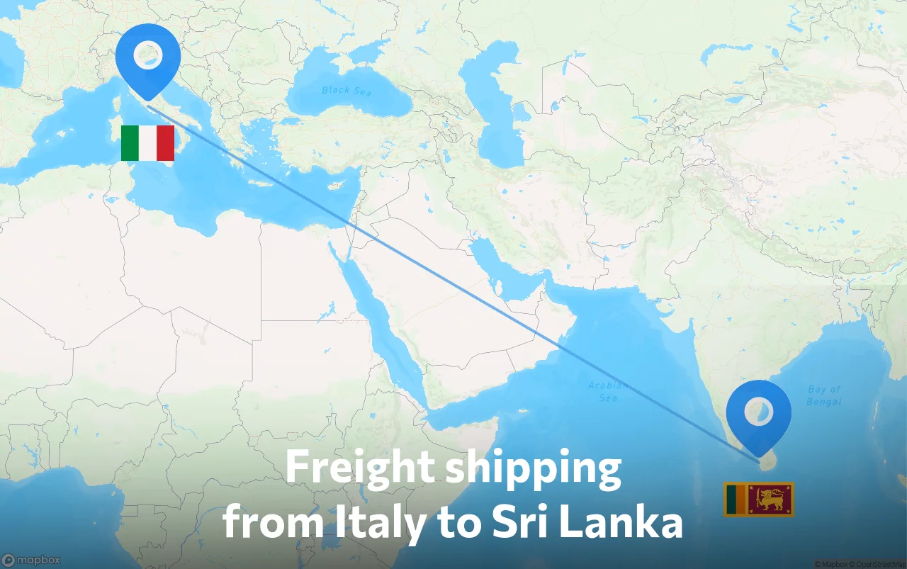 Shipping route from Italy to Sri Lanka