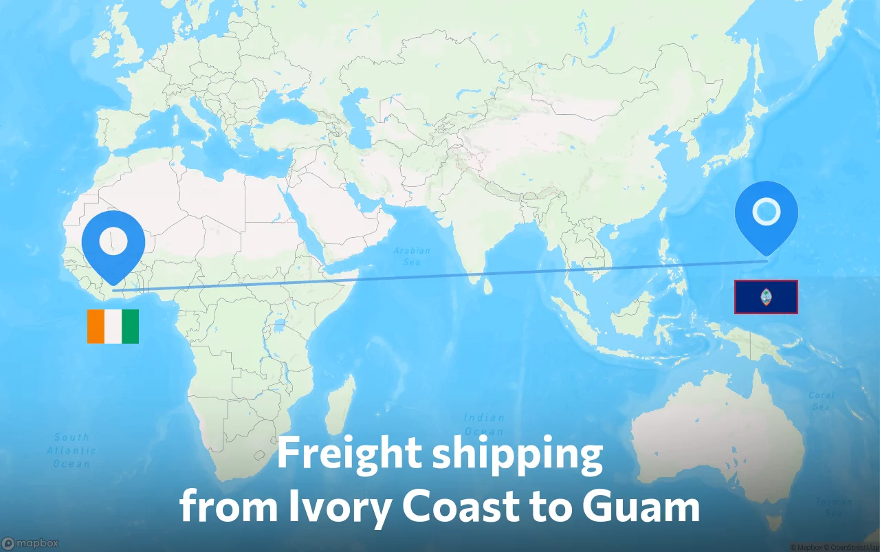 Shipping route from Ivory Coast to Guam