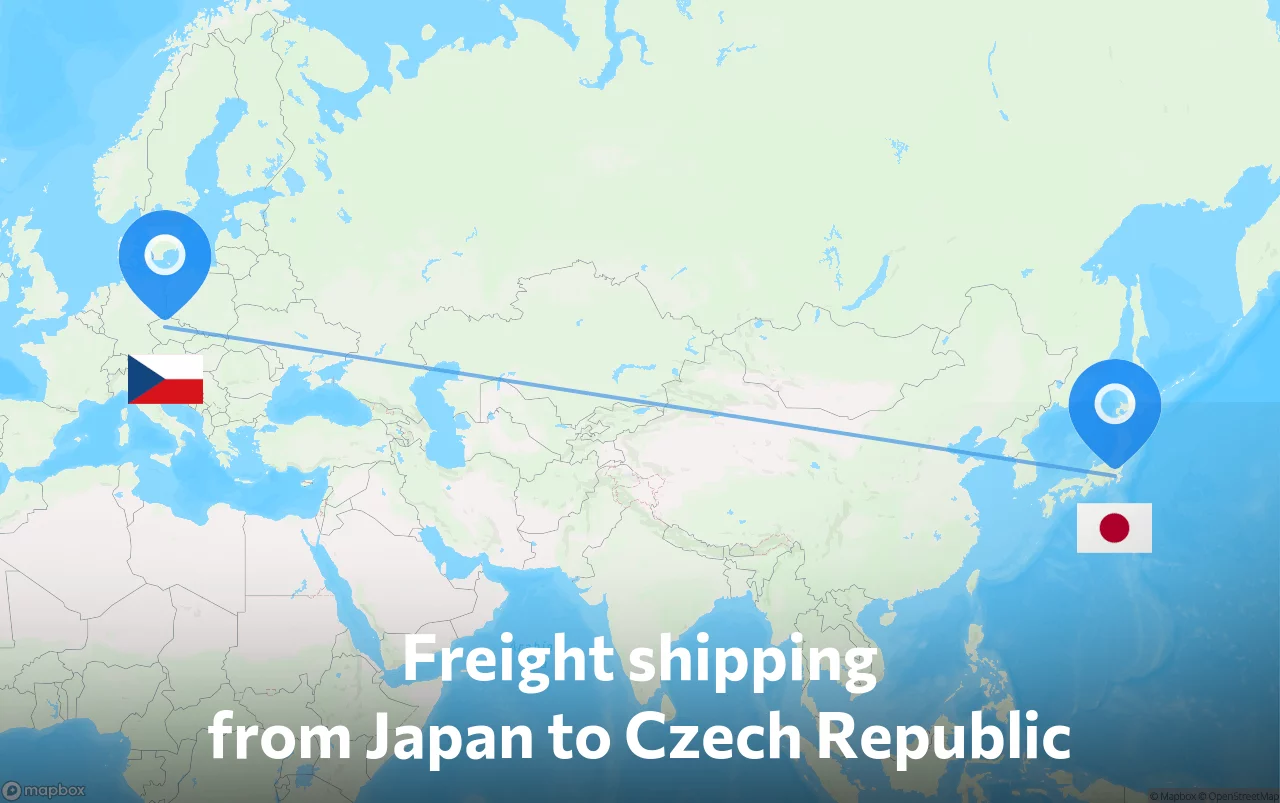 Shipping route from Japan to Czech Republic