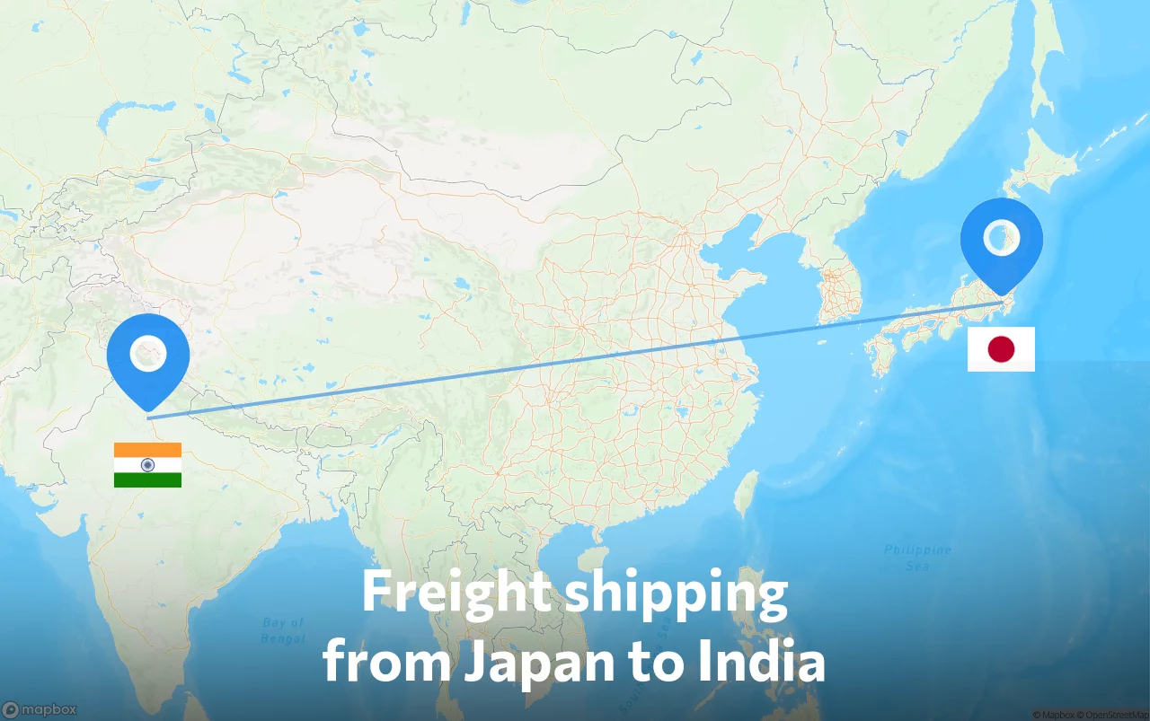 Shipping route from Japan to India