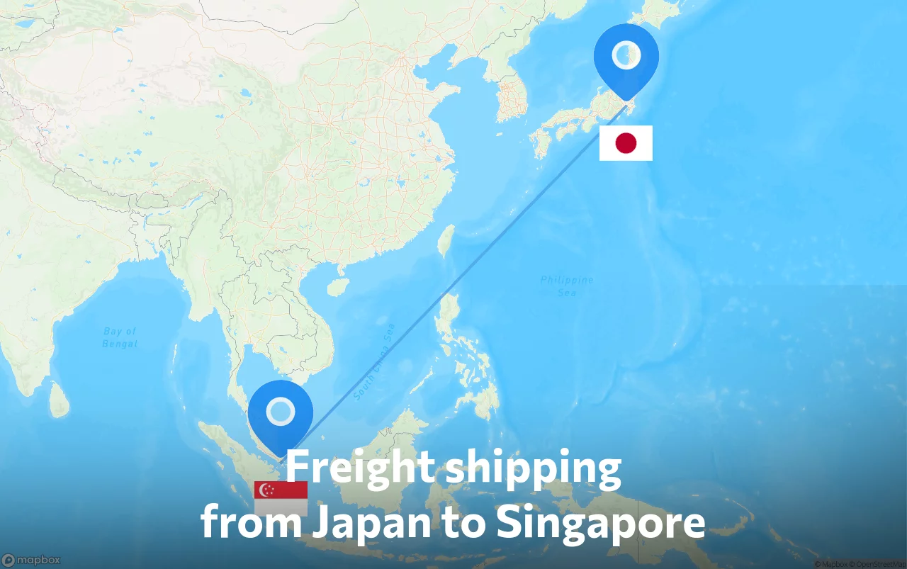 Shipping route from Japan to Singapore