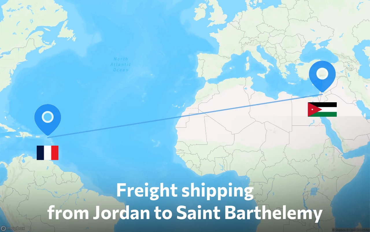 Shipping route from Jordan to Saint Barthelemy