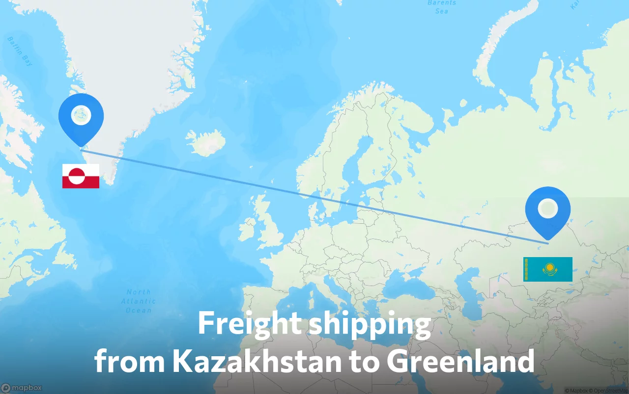 Shipping route from Kazakhstan to Greenland