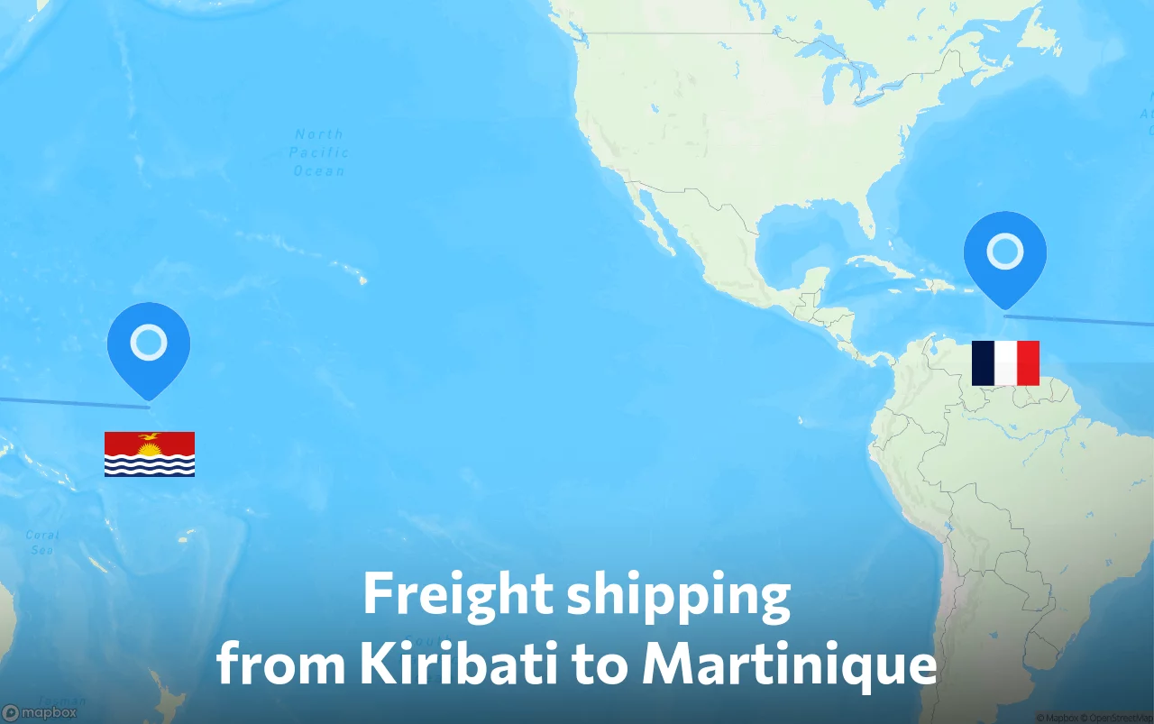 Shipping route from Kiribati to Martinique