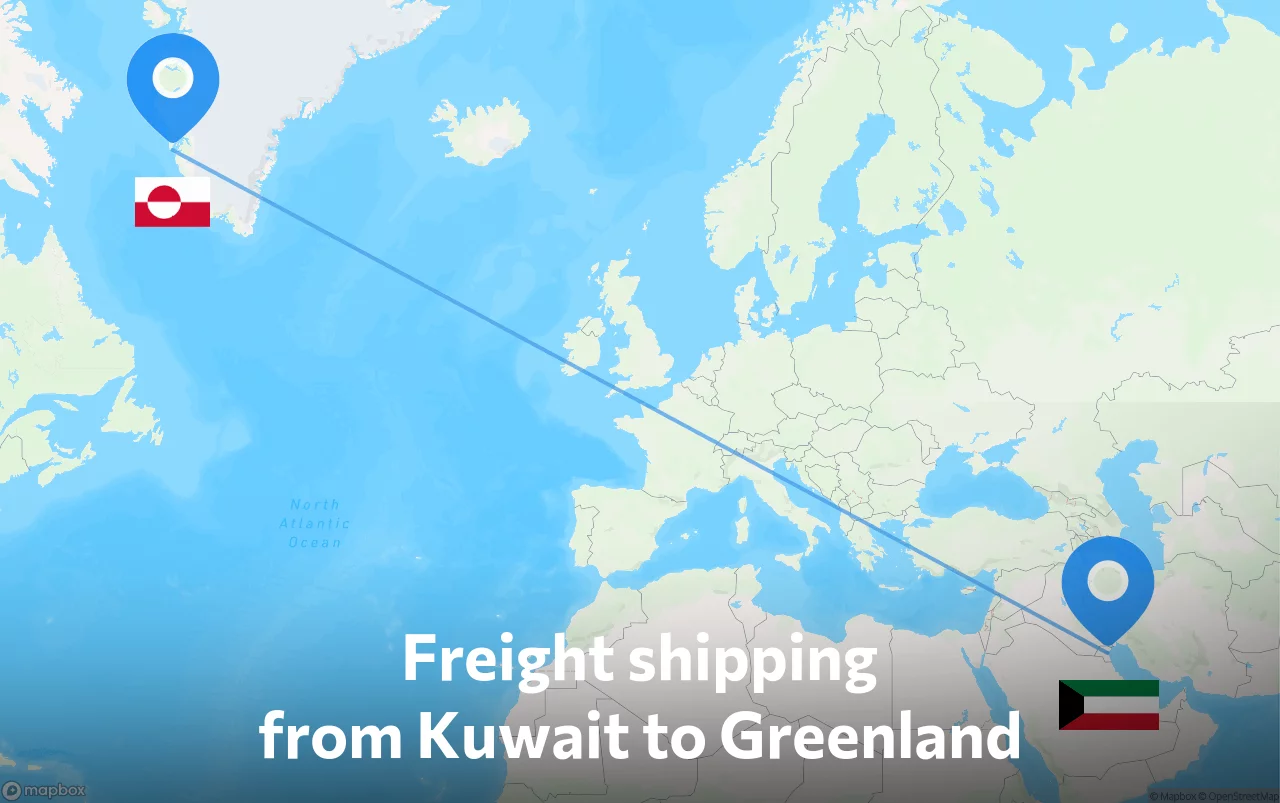 Shipping route from Kuwait to Greenland