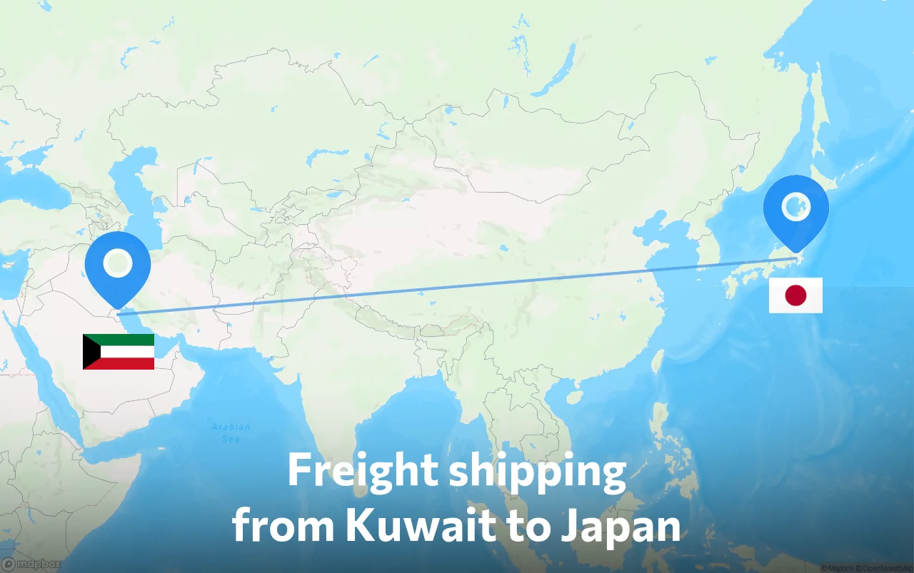 Shipping route from Kuwait to Japan