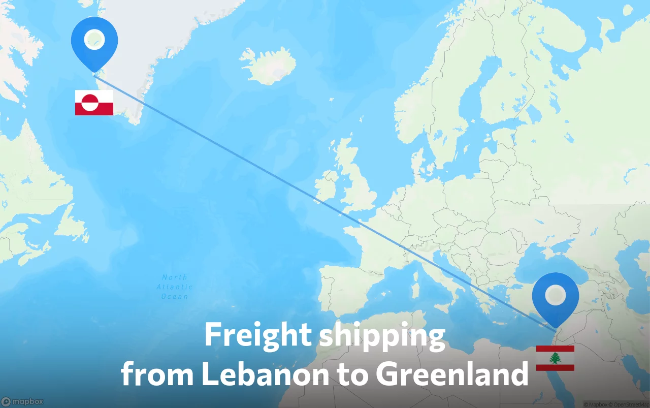 Shipping route from Lebanon to Greenland
