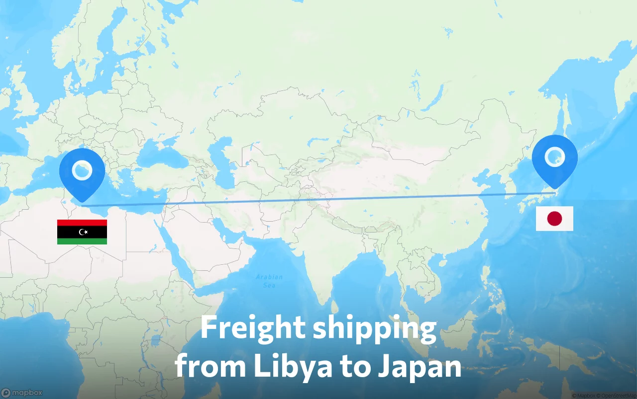 Shipping route from Libya to Japan