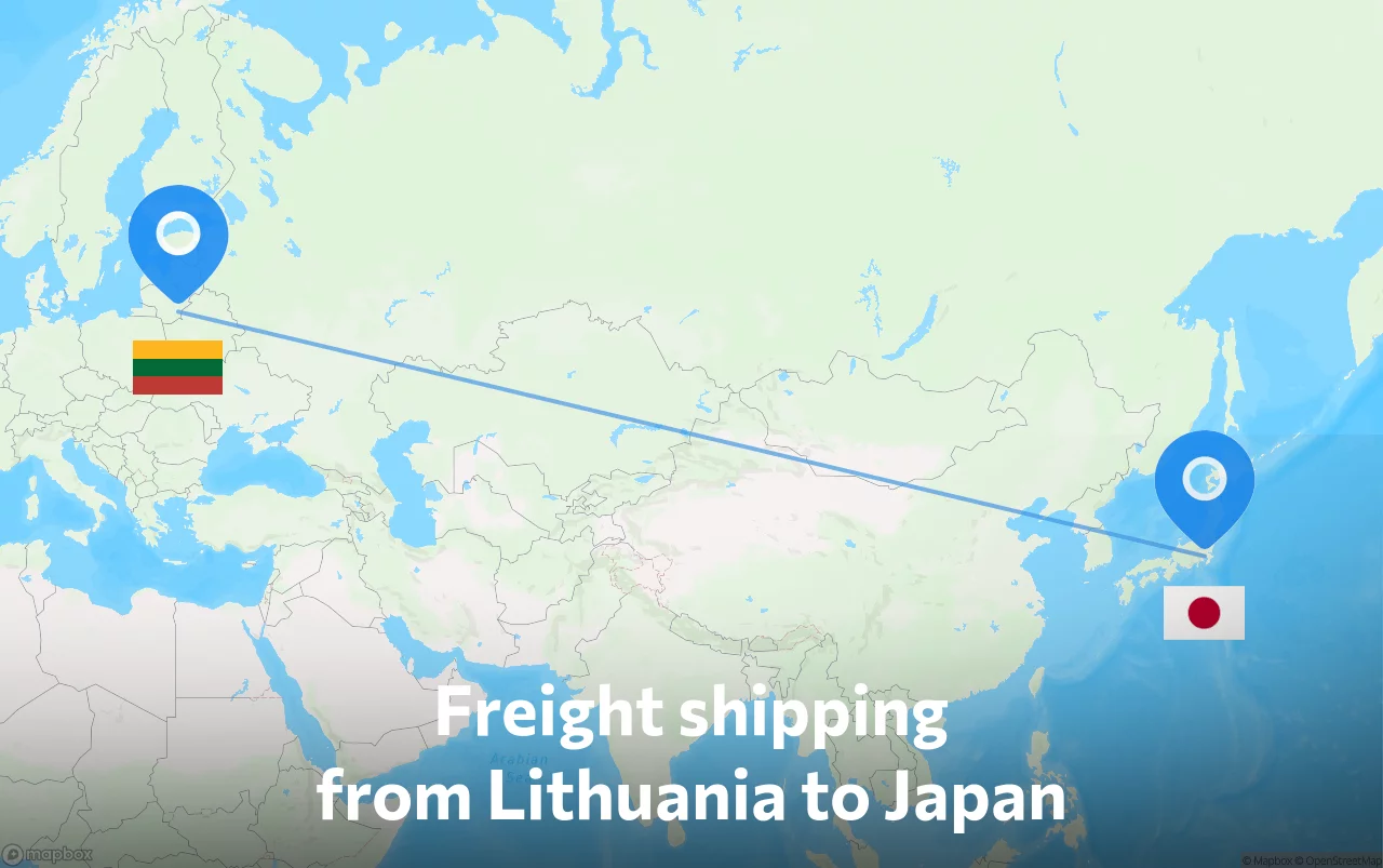 Shipping route from Lithuania to Japan
