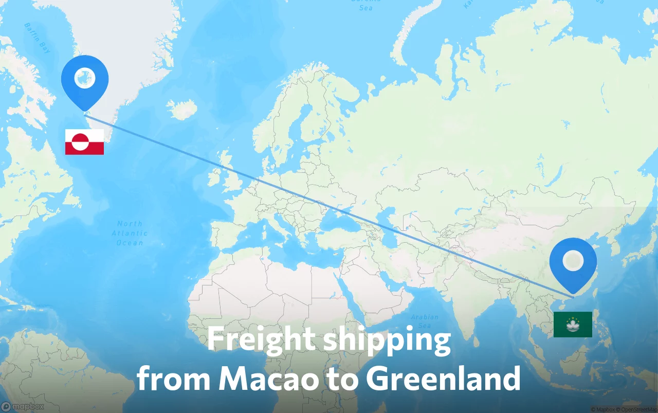 Shipping route from Macao to Greenland