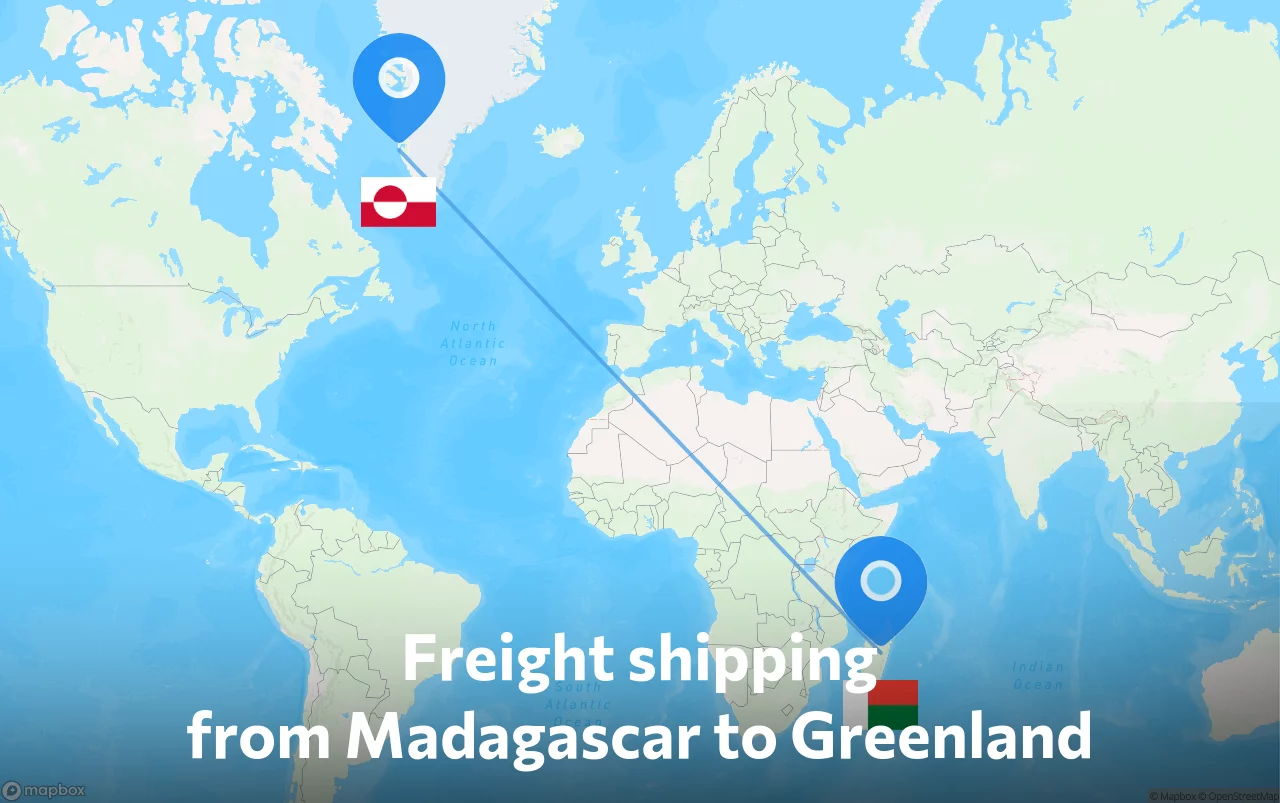 Shipping route from Madagascar to Greenland