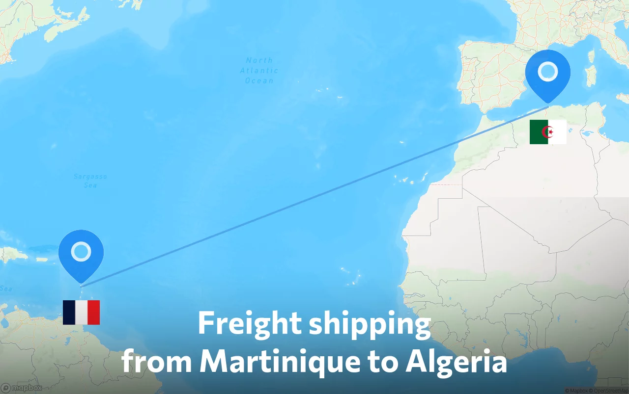 Shipping route from Martinique to Algeria