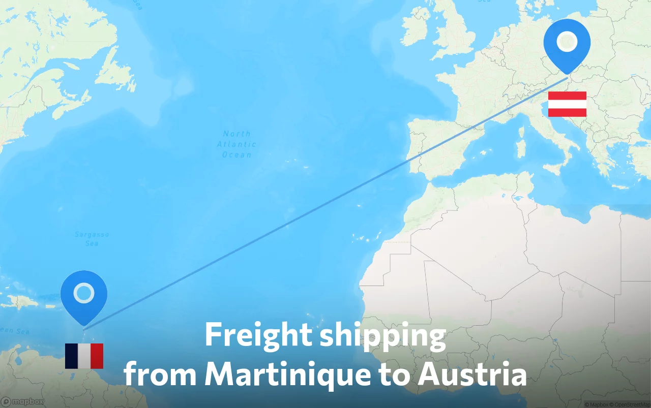 Shipping route from Martinique to Austria