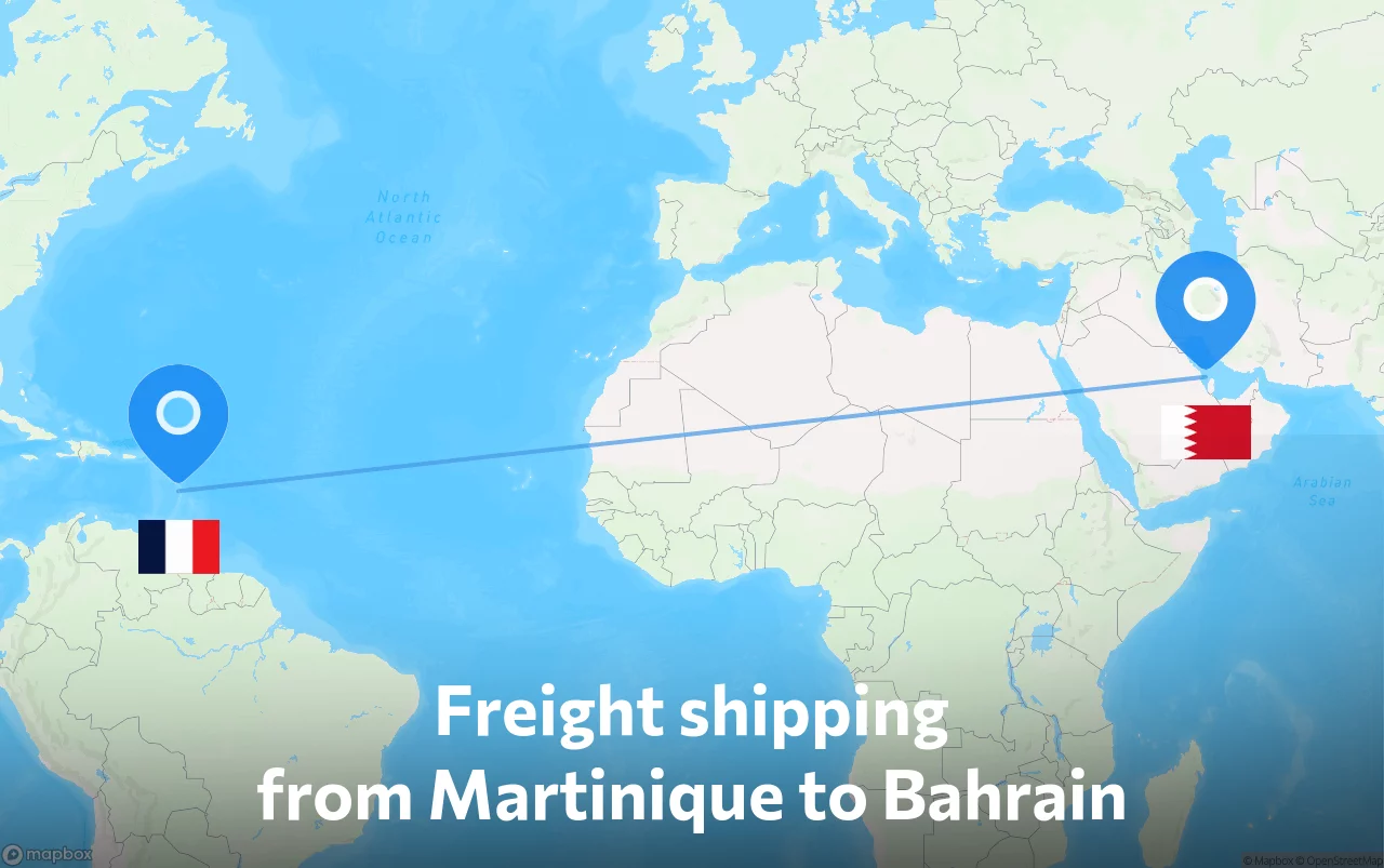 Shipping route from Martinique to Bahrain