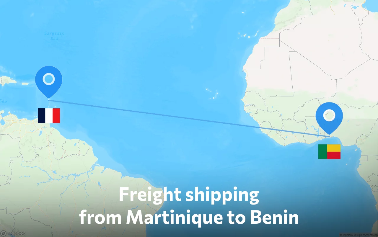 Shipping route from Martinique to Benin