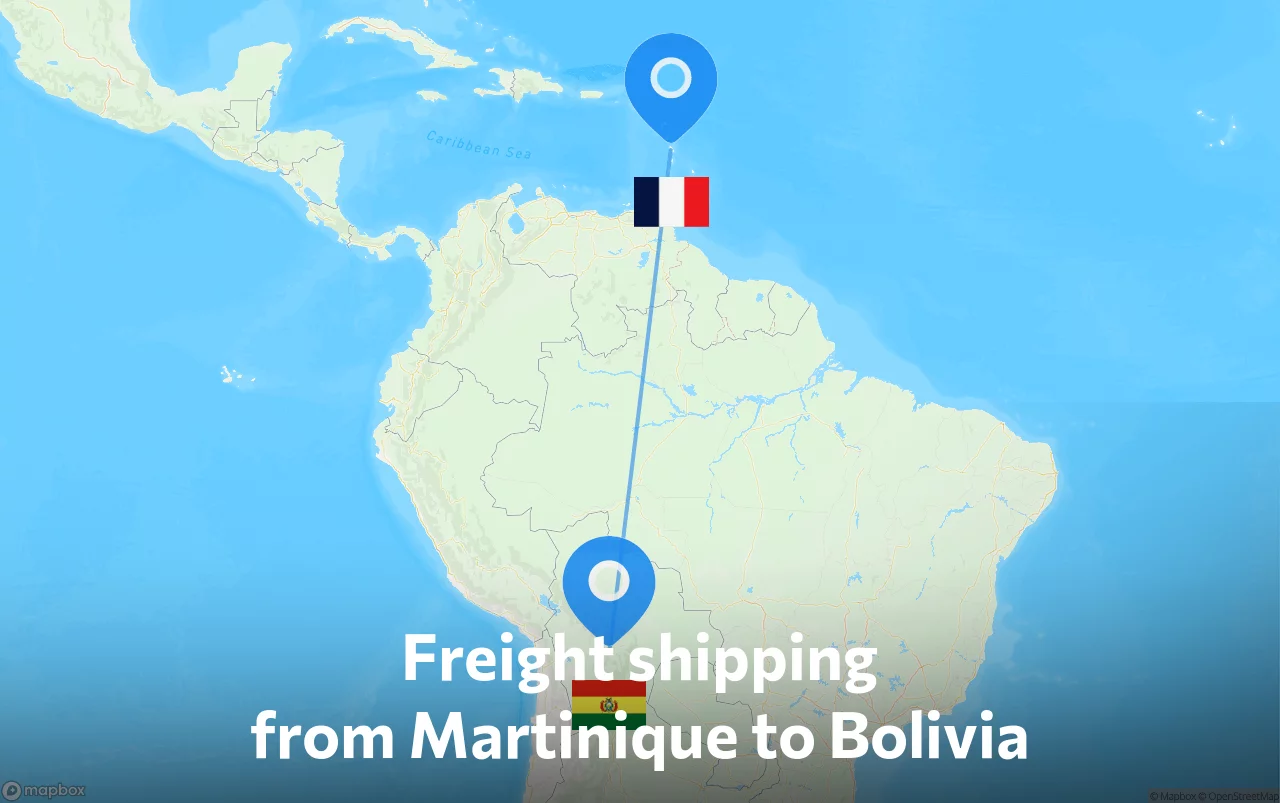 Shipping route from Martinique to Bolivia