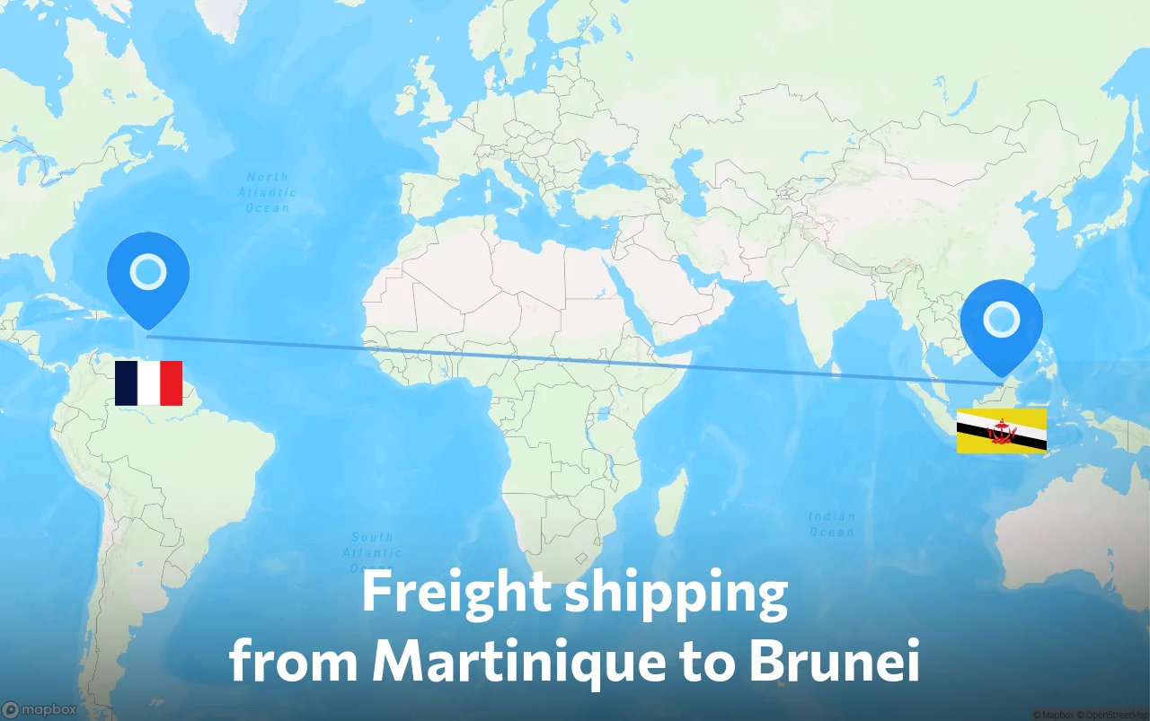 Shipping route from Martinique to Brunei