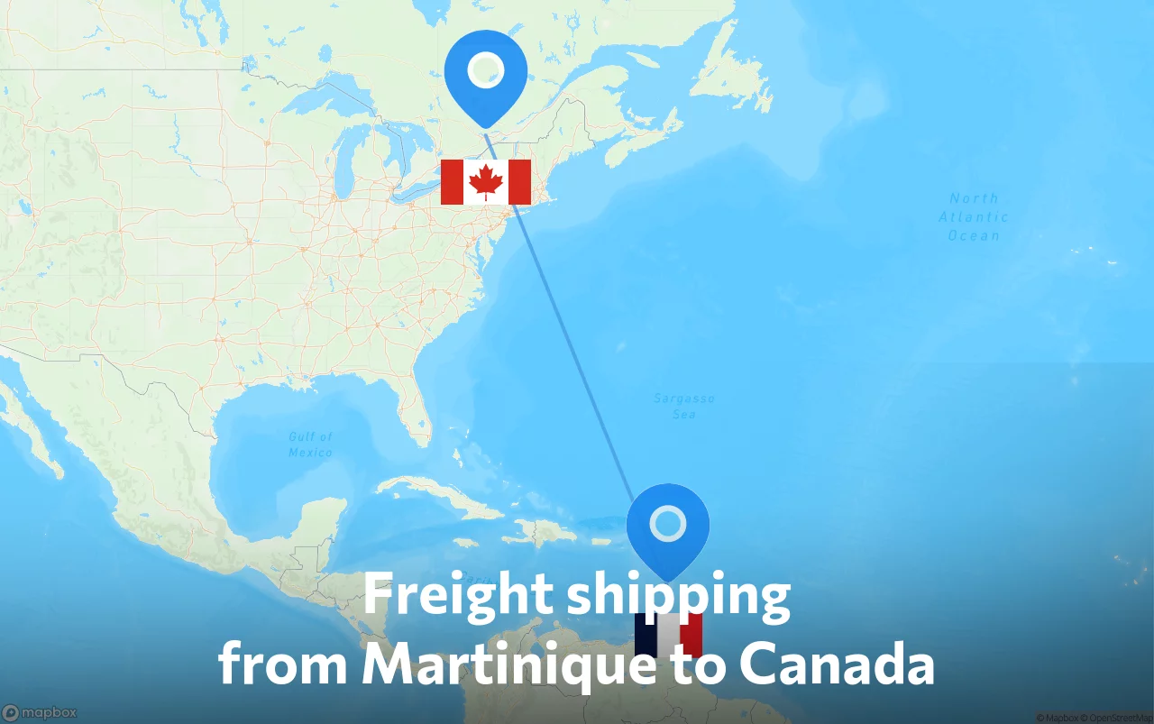 Shipping route from Martinique to Canada
