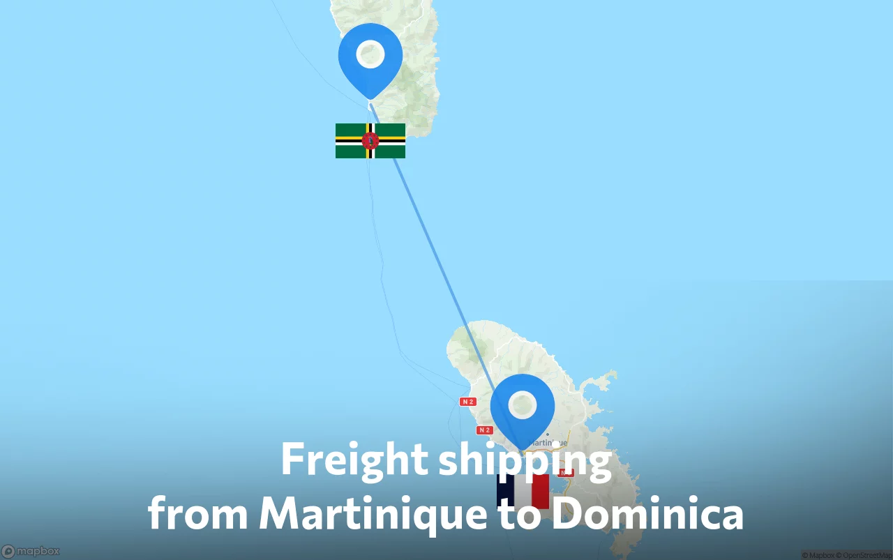 Shipping route from Martinique to Dominica
