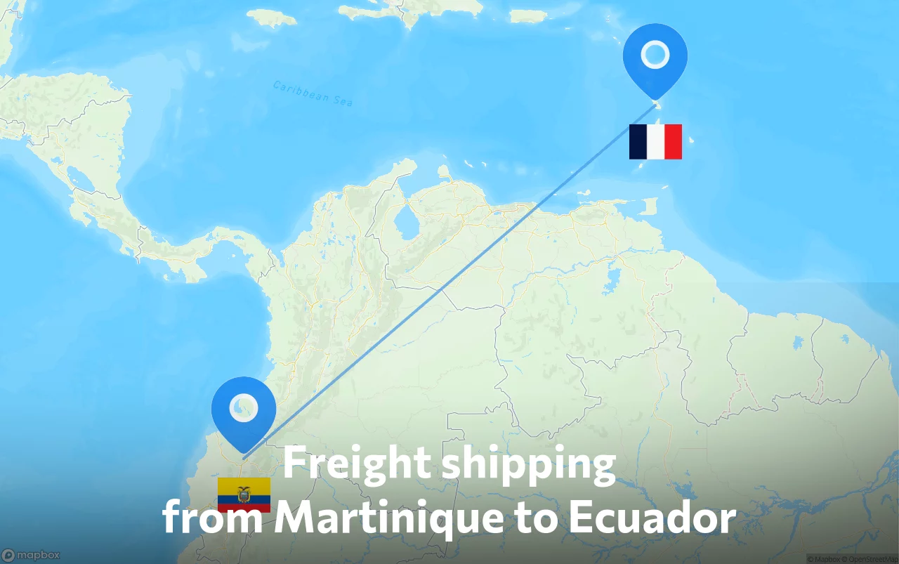Shipping route from Martinique to Ecuador