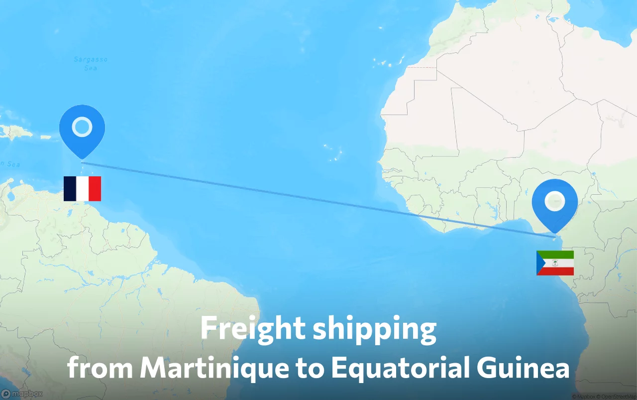 Shipping route from Martinique to Equatorial Guinea
