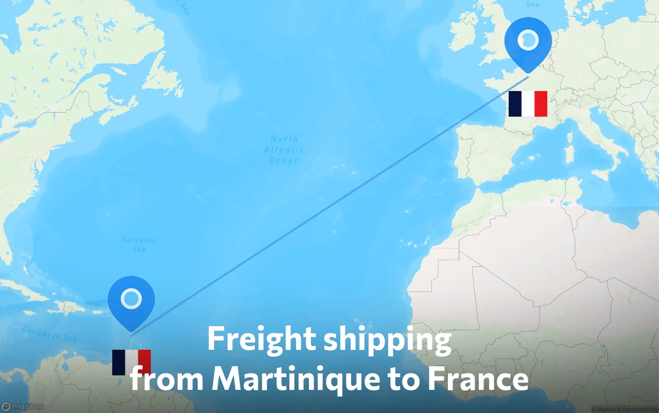 Shipping route from Martinique to France