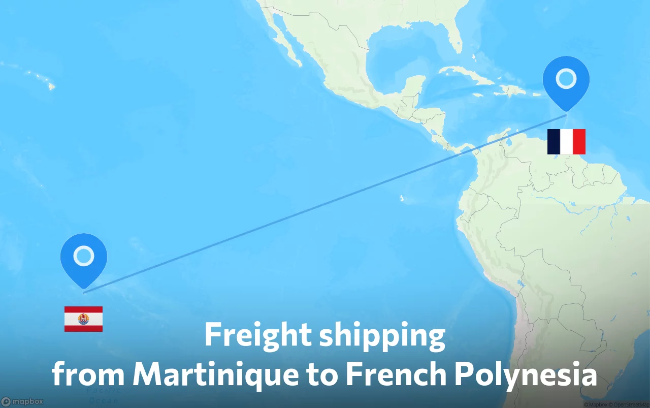 Shipping route from Martinique to French Polynesia