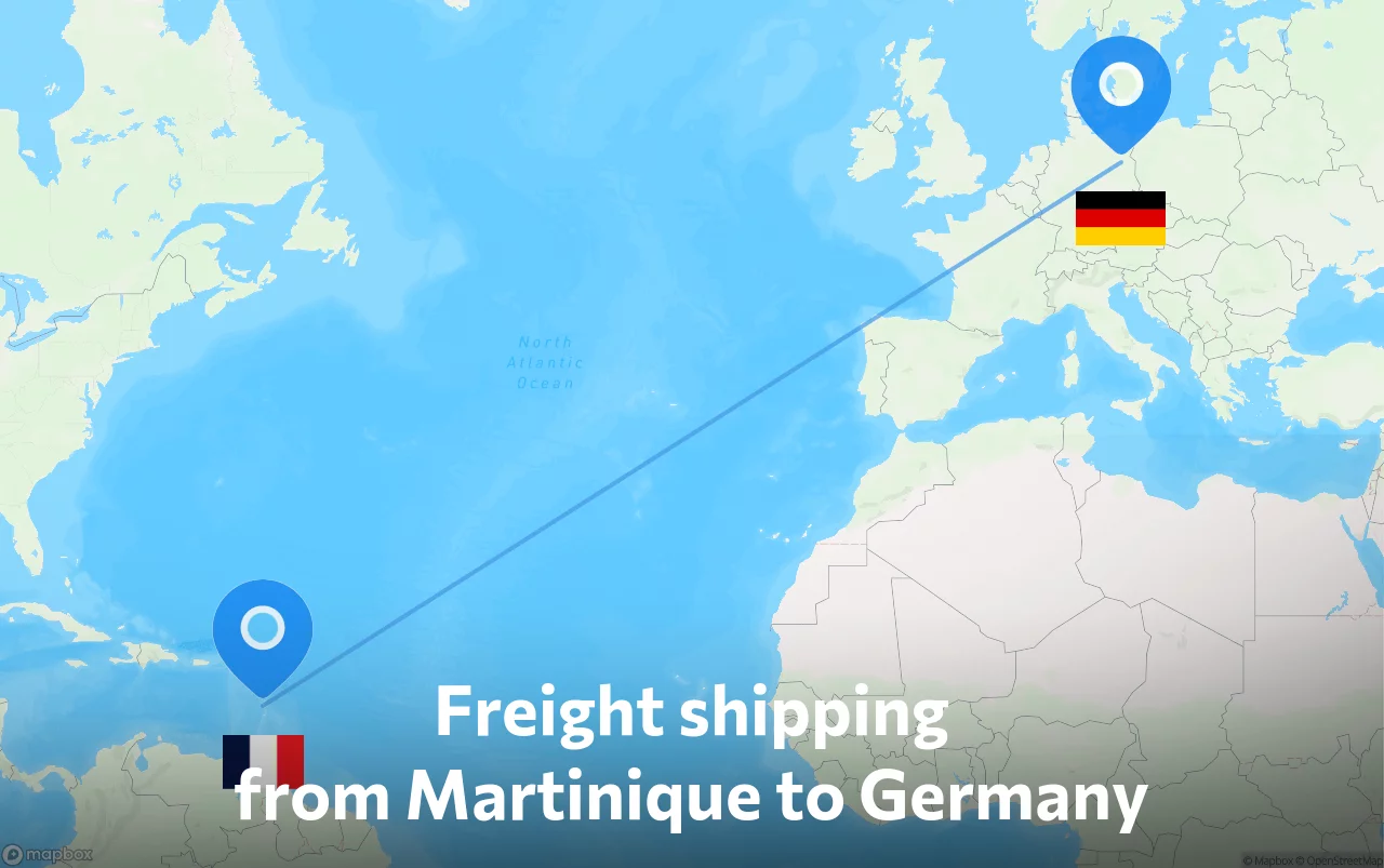 Shipping route from Martinique to Germany