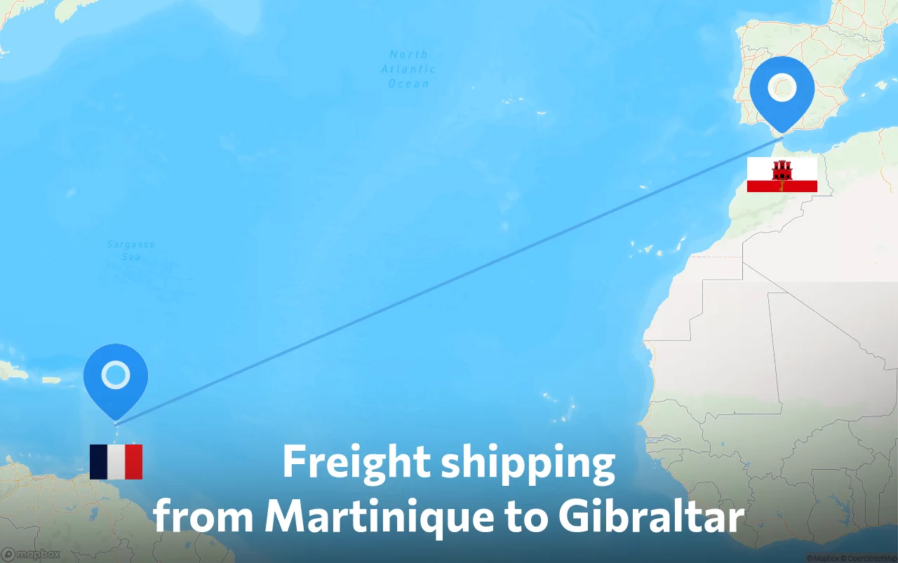 Shipping route from Martinique to Gibraltar