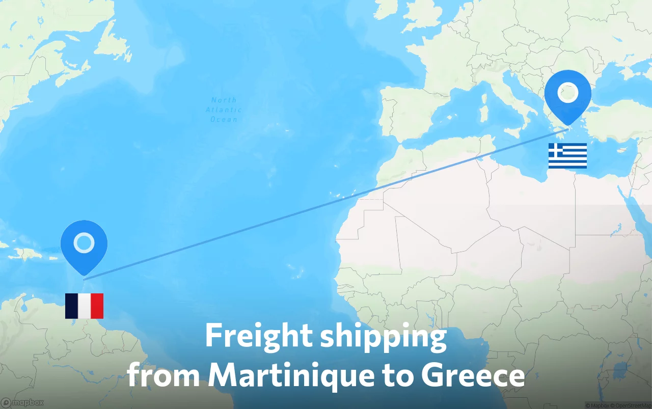 Shipping route from Martinique to Greece