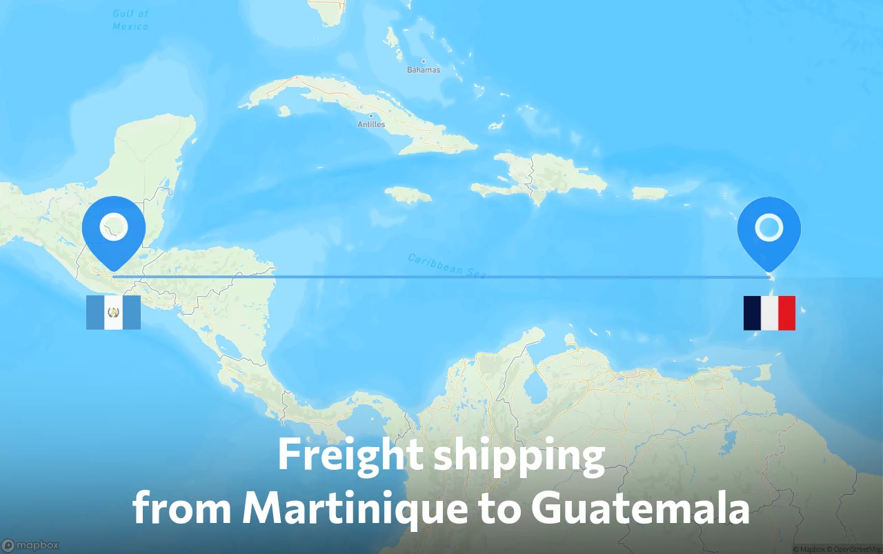 Shipping route from Martinique to Guatemala