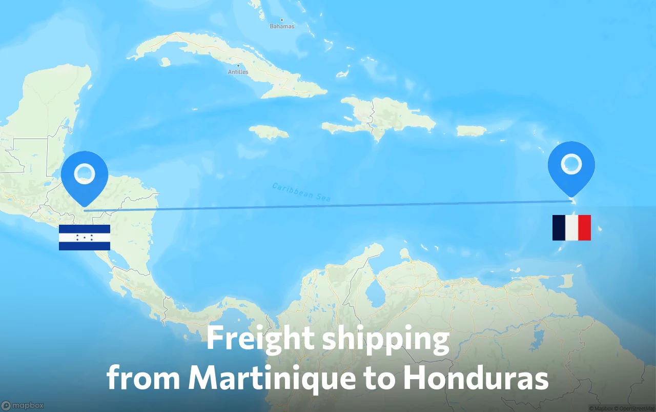 Shipping route from Martinique to Honduras