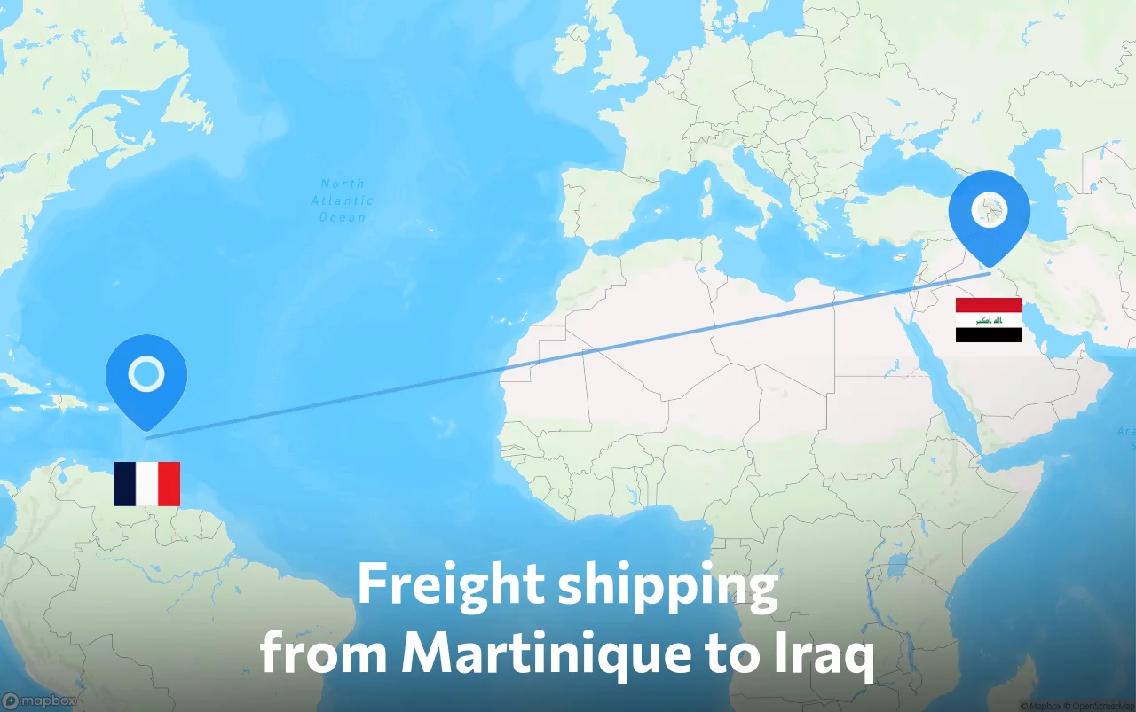 Shipping route from Martinique to Iraq