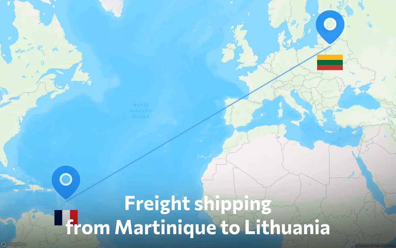 Shipping route from Martinique to Lithuania